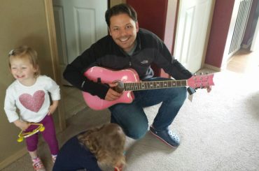 Tuning my daughter Elise's first guitar