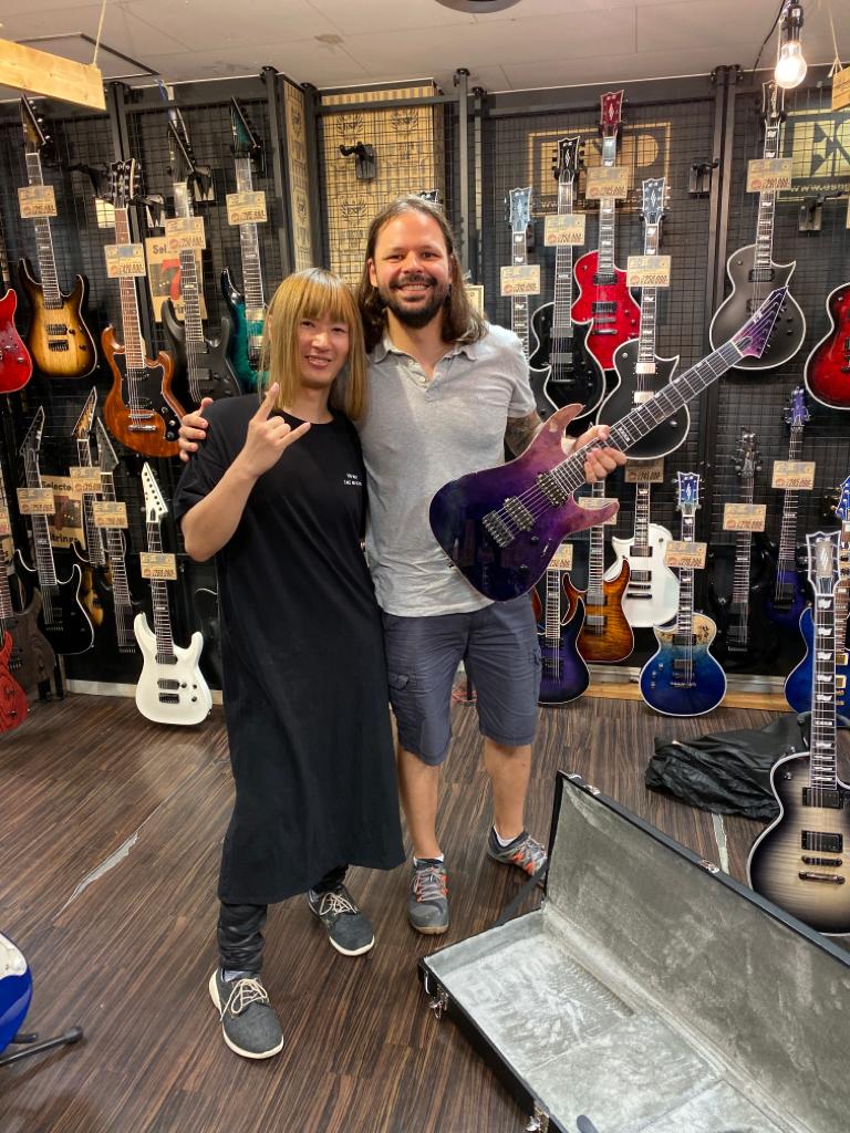 Michael Pellegrini and Hiroyuki Hoshi at the ESP Guitar Workshop in Tokyo, Japan.